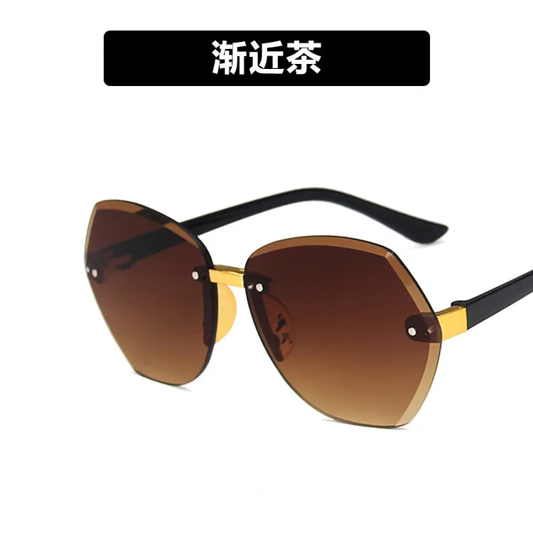 New Fashion Sunglasses for Kids Punk Oversize irregular Frameless Polygon UV400 Glasses Children Oculos De Sol Masculino