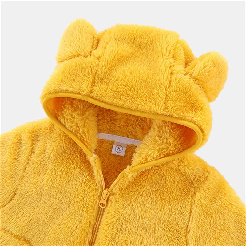 Colorful Fleece Hoodies 2-6T Long Sleeve Zipper Baby Coats for Boys & Girls Cute Hooded Jackets Kids Outerwear for Autumn Spring