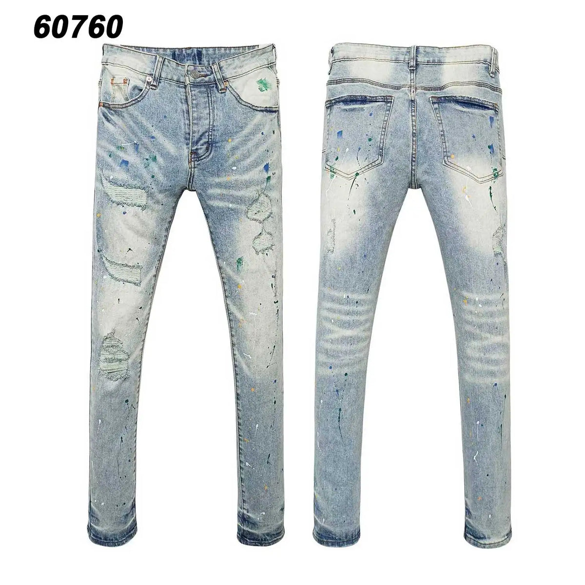 Wholesale Streetwear Jeans Pleated Tapered Trousers Men Elastic Damaged Beggi Pants Slim Fit Jeans