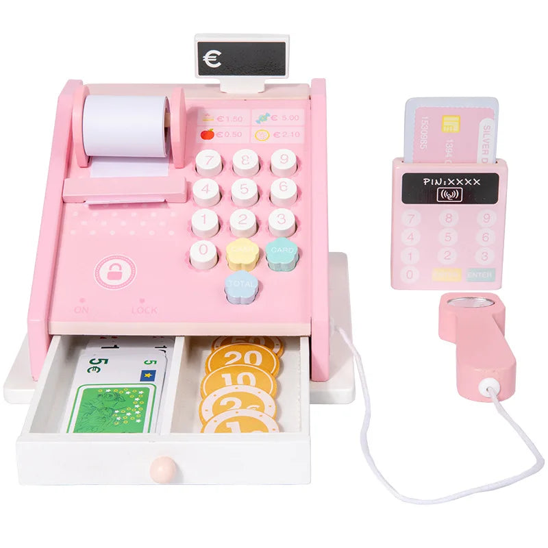 Children's Simulated Cash Register Tool Cash Register Toy Cash Register Set for 2 to 4 Years