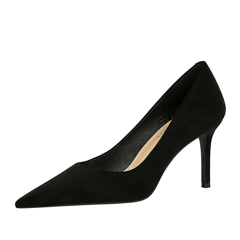 Y 34-43 Plus Size Fashionable Simple Pedicure Skinny Women's High Heels Stiletto Pumps Pointed Toe Single Shoes