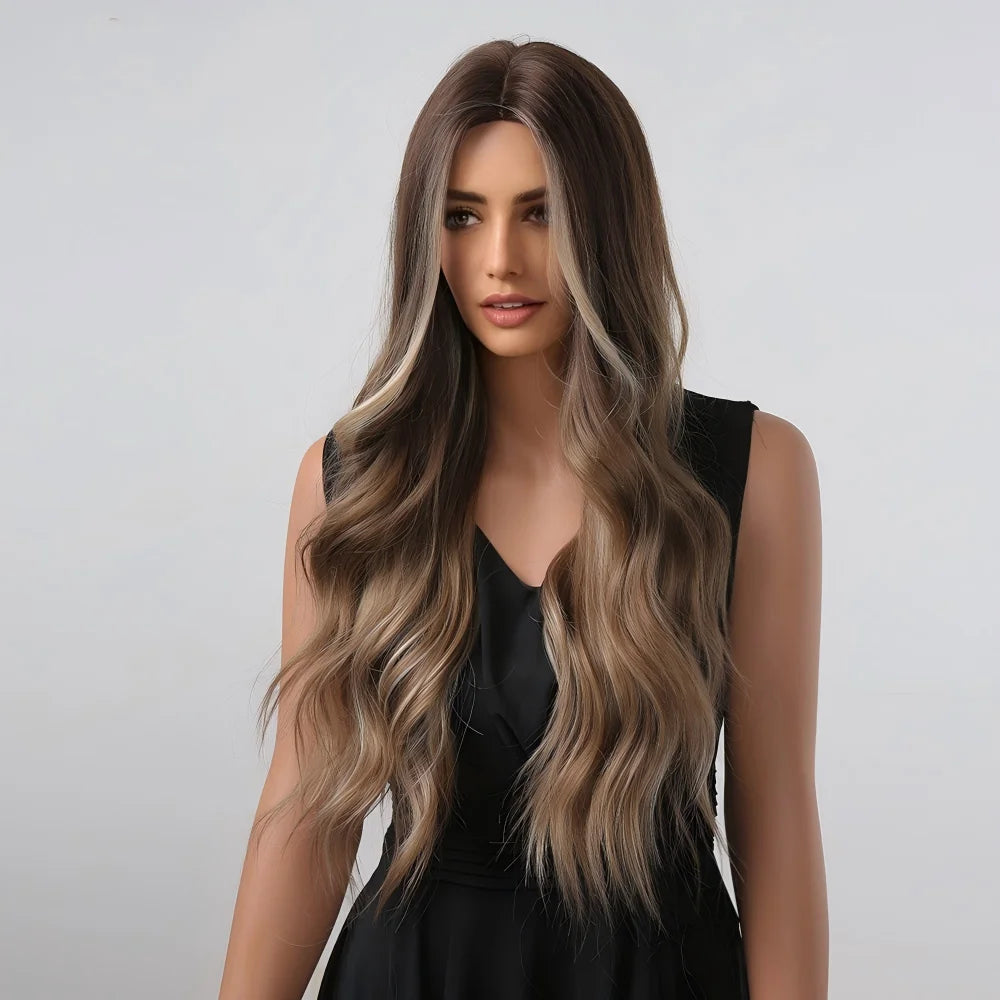 2026 Hot Selling 26 Inches Model Luxury Loose Wave Cascade Wig High Temperature Fiber 150% Density Heat Resistant Rose Mesh Net
