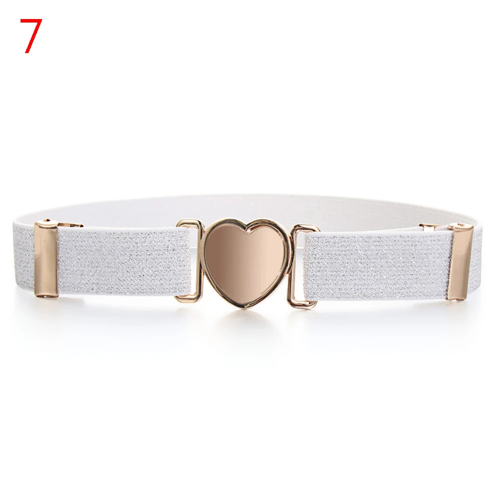Adjustable Kids Elastic Belts Heart Belt Girl Dresses Stretch Waist Belt Multicolor Uniform Belt Clothing Decoration Accessorie