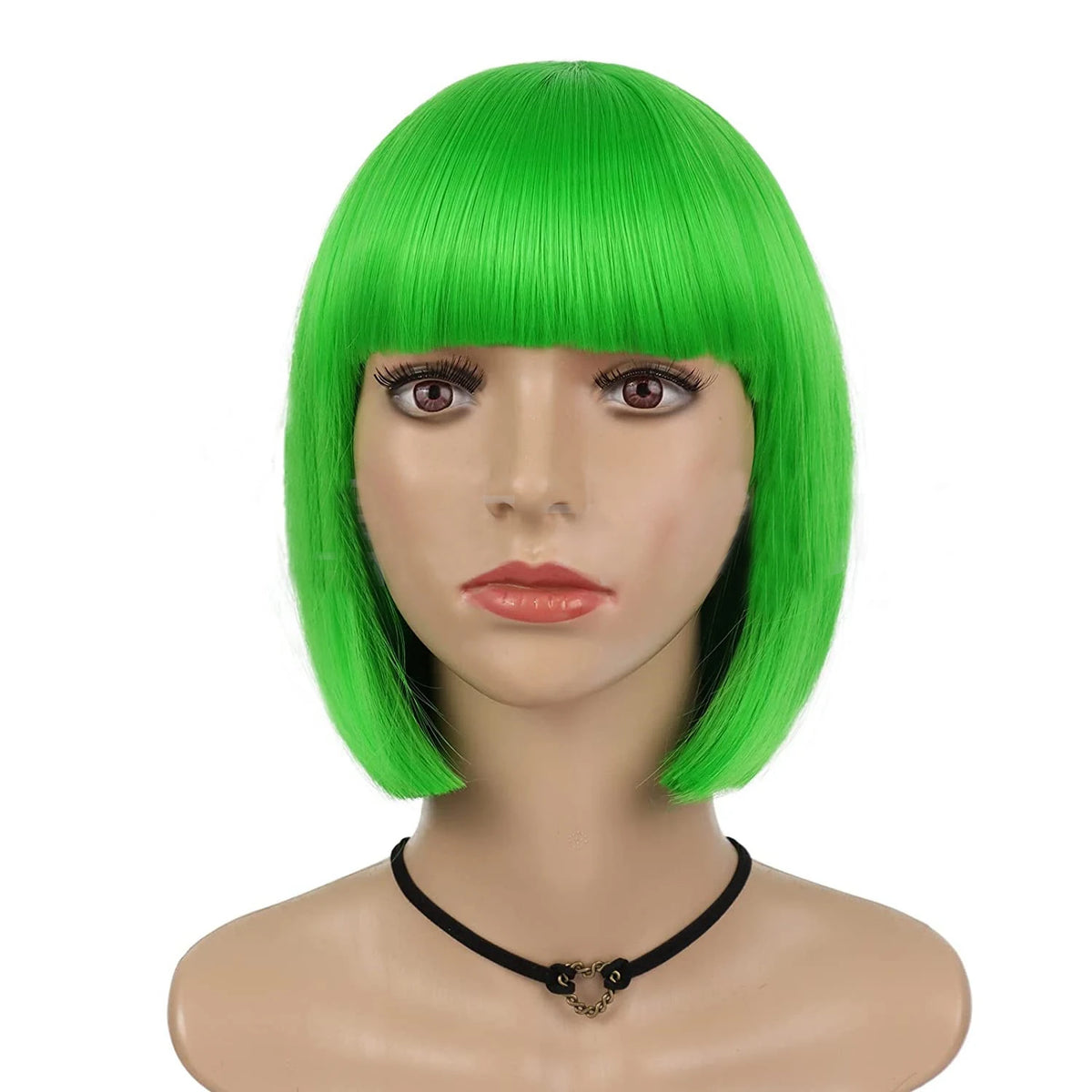Short Black Straight Wig with Bangs Women Bob Shoulder Length Wigs Heat Resistant Fiber Synthetic Hair Wigs Natural Looking