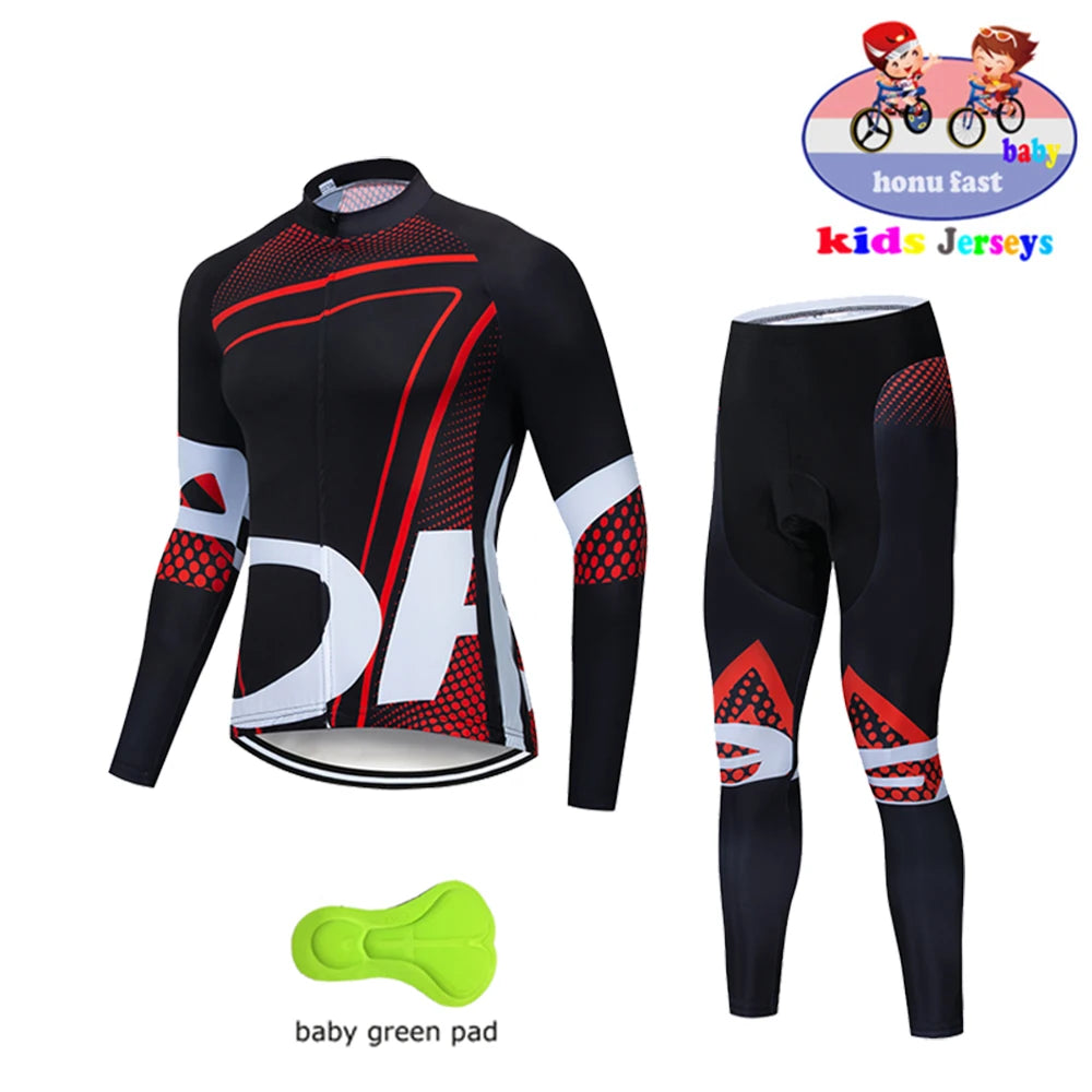 High Quality Kids Cycling Clothing Summer Kids Jersey Set Biking Long Sleeve Clothes Suit MTB Children's Cycling Wear 2021