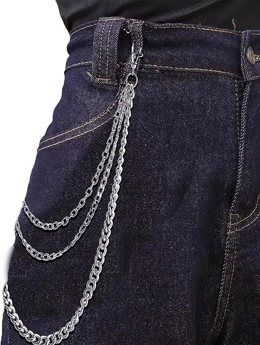 Pants Chain Goth Jean Chains Belt Punk Hip Hop Layered Trousers Chain Wallet Pocket Chains for Women Men Silver Plated