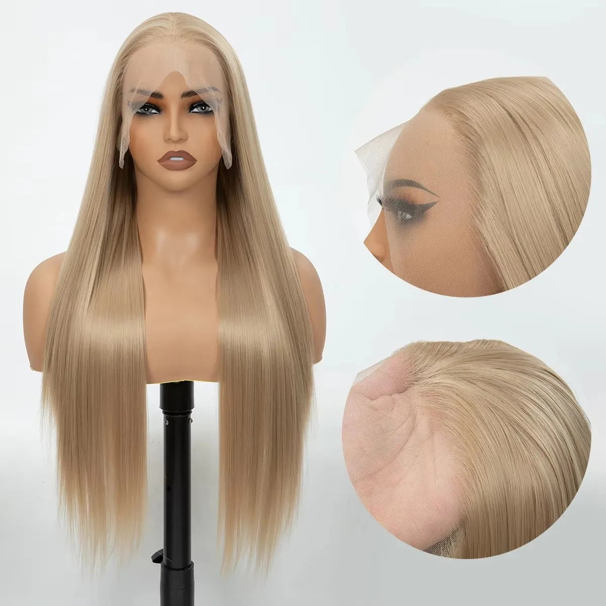 Natural Multiple Colors Long Synthetic Wig 13x4 HD Lace Frontal Heat Resistant Transparent Lace Wigs for Women 30 Inch