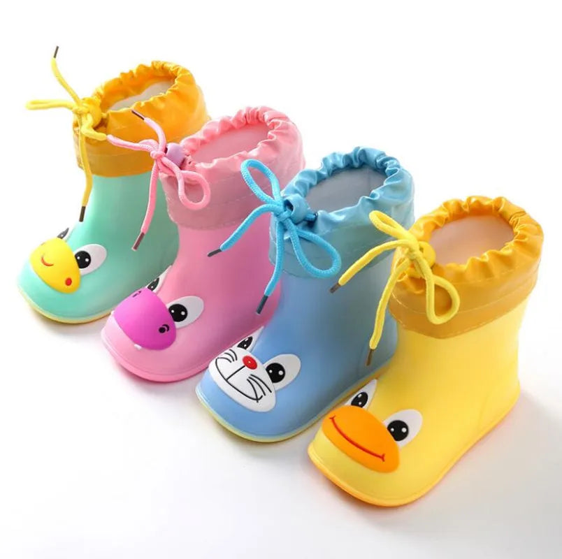 Classic Kids Rain Boots Rubber Boots For Children PVC Kids Baby Cartoon Shoes Water Shoes Waterproof Rain Boot Non-slip Warm