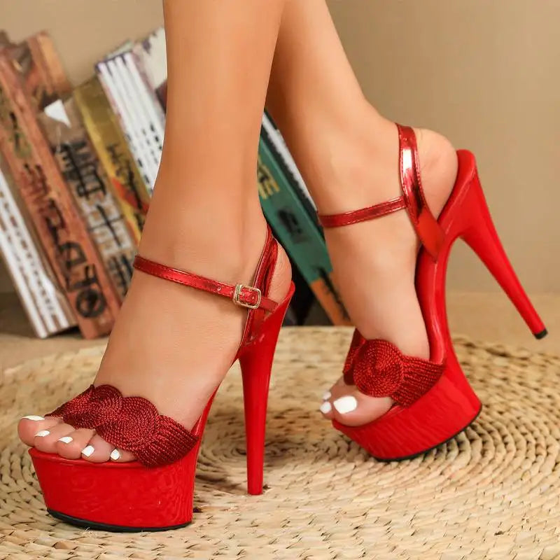 Large Size Chaussure Femme Talon Carre Plateau Shoes High Platform Heels for Women