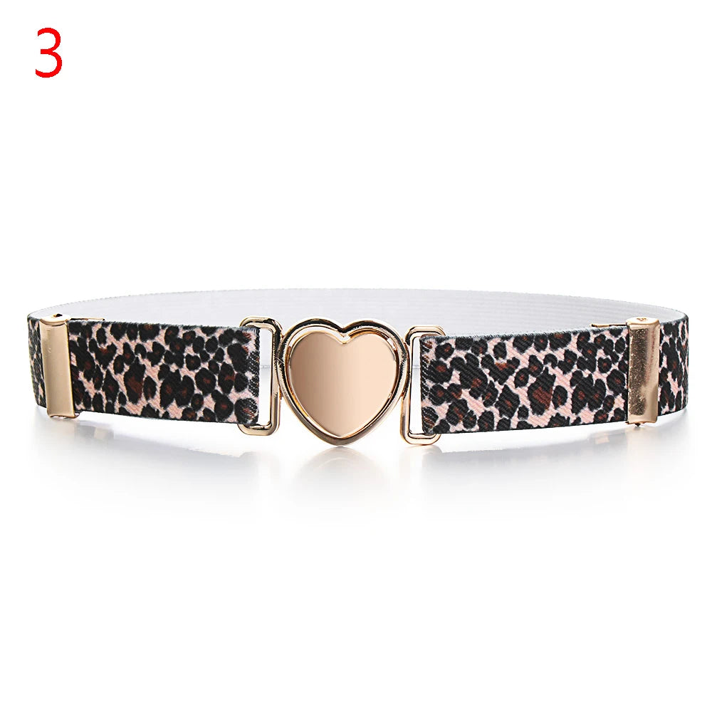Adjustable Kids Elastic Belts Heart Belt Girl Dresses Stretch Waist Belt Multicolor Uniform Belt Clothing Decoration Accessorie