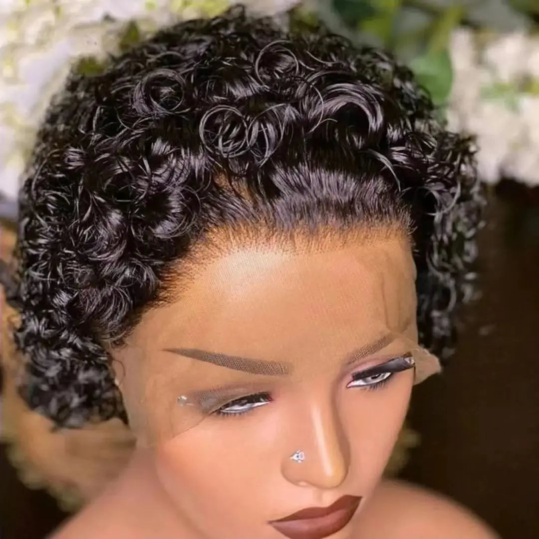 Cheap Brazilian Hair for Short Lace Front Wig 180% Density Virgin Remy for Lace Curly Bob