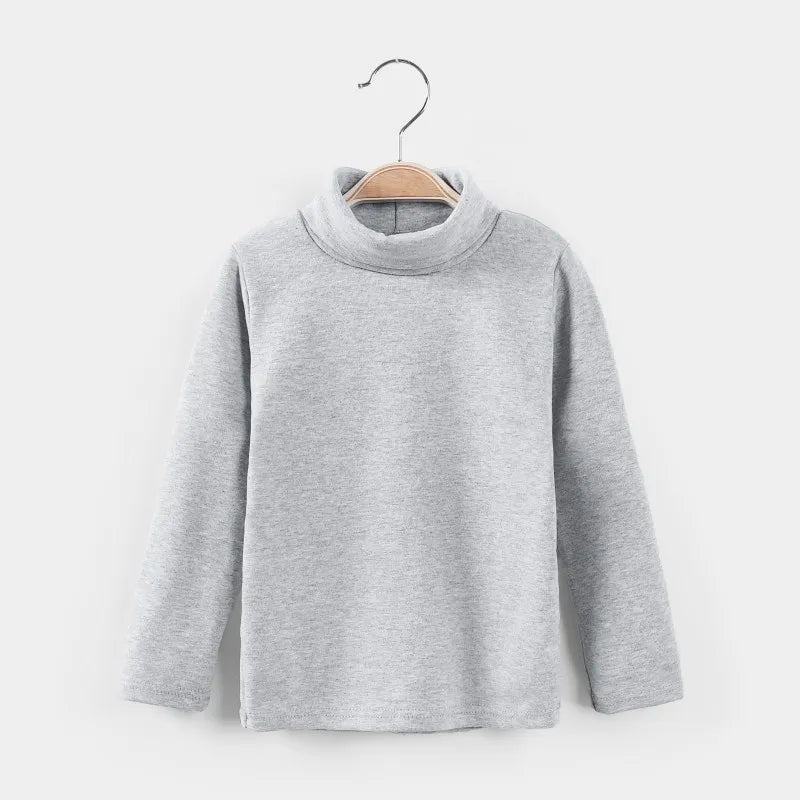 2024 Autumn Winter Girls Sweaters Cotton High Collar Boys Knitted Pullover Candy Color Kids Sweater Children's Clothing3-14Y