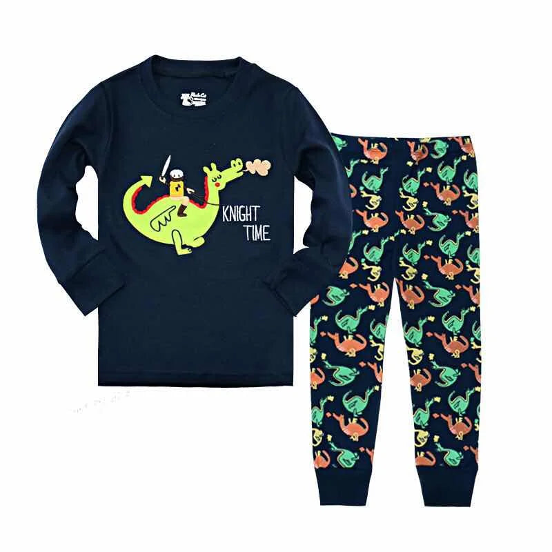 Excavator Children Pajamas Sets Kids Sleepwear Suit Sleeved T-Shirts Trousers Boy Clothes Pj's Infant Pijama Fashion Tops Pant