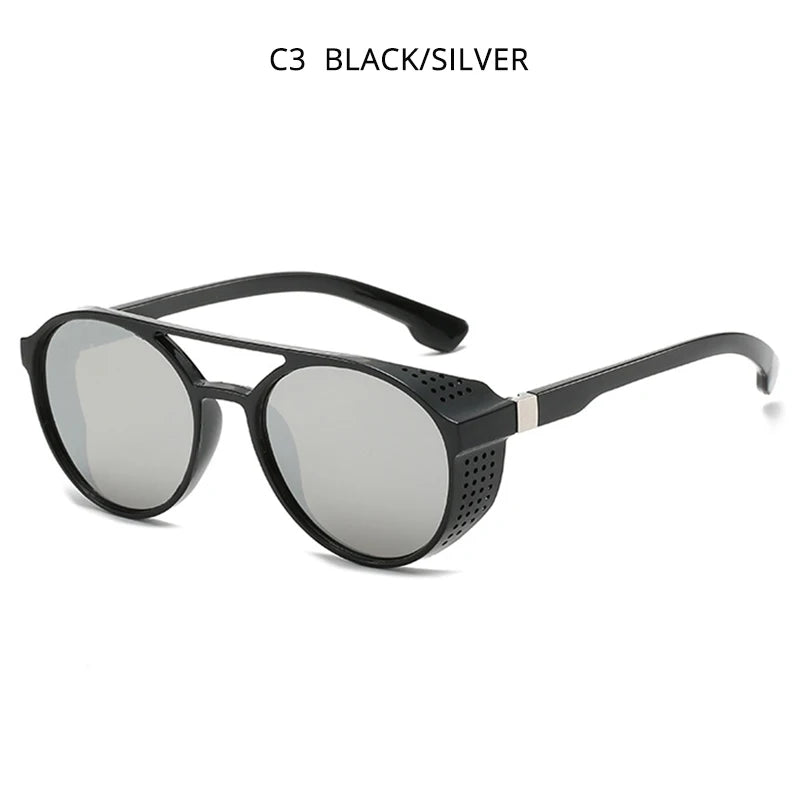 Classic Steampunk Sunglasses Men Fashion Round Glasses For Male Vintage Brand Designer Eyeglasses Shades Outdoor UV400