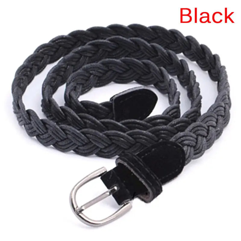 Women Brown White Weave Belt Hemp Rope Braid Belt Female Belt For Dress Clothing
