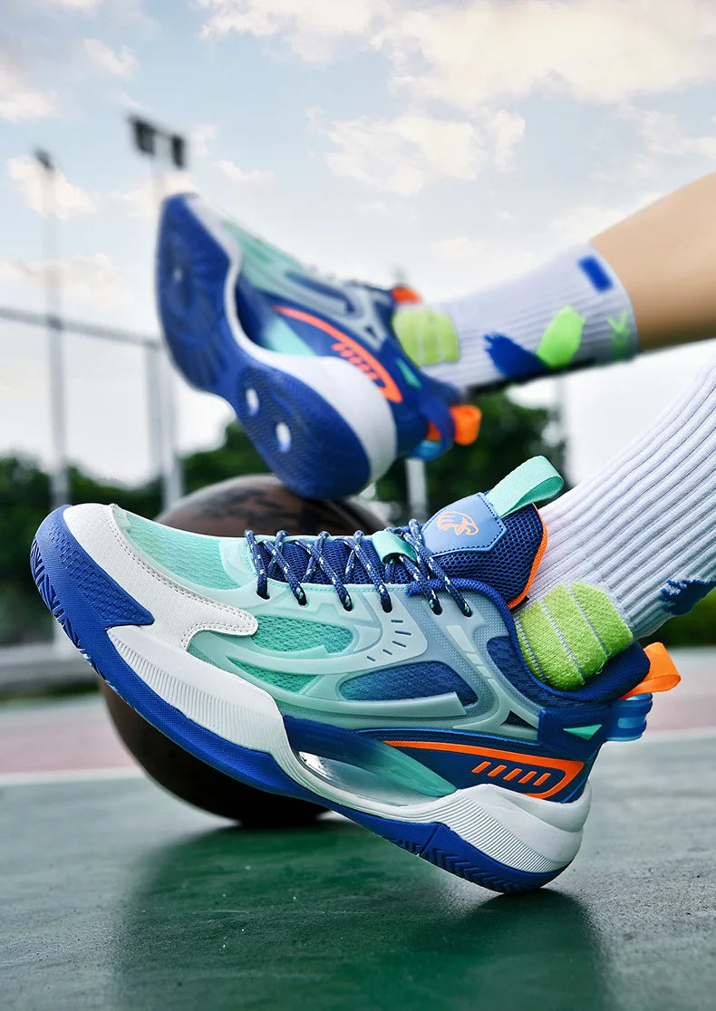 New Design Brand Logo Custom Professional Men Outdoor Sports Sneakers Luminous Hollowed Breathable Men Basketball Shoes