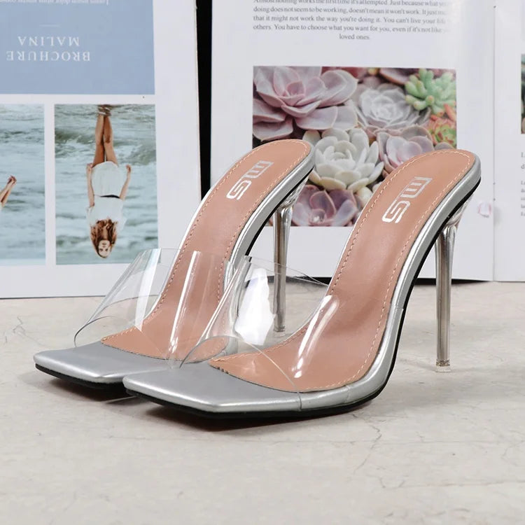 Y Wholesale Fashion Summer High Heels Trendy Women's Dress Casual Heeled Sandals Shoes Designer Slippers for Women and Ladies