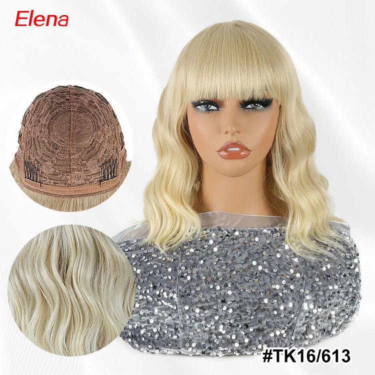 Julianna Hair Premium Heat Resistant Platinum Blonde High Quality Blonde Synthetic Wigs With Bangs