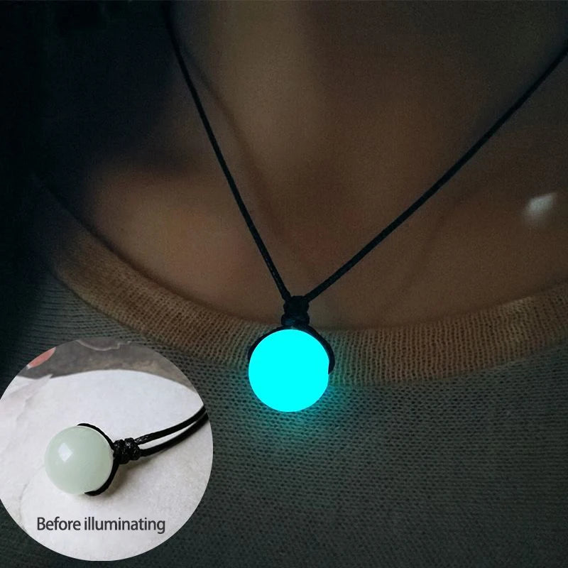 Bracelet for Women Glowing Gem Charm Jewelry Leather Rope Pendant Hollow Luminous Stone Pendant Necklace Gifts