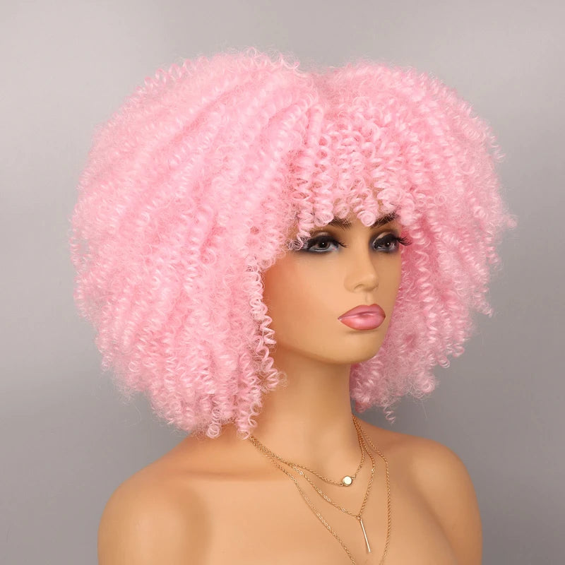 Cheap Price French Kinky Curl Curly Wig Neutral Short African for Cosplay Synthetic High Temperature Fiber Black Women's Wig