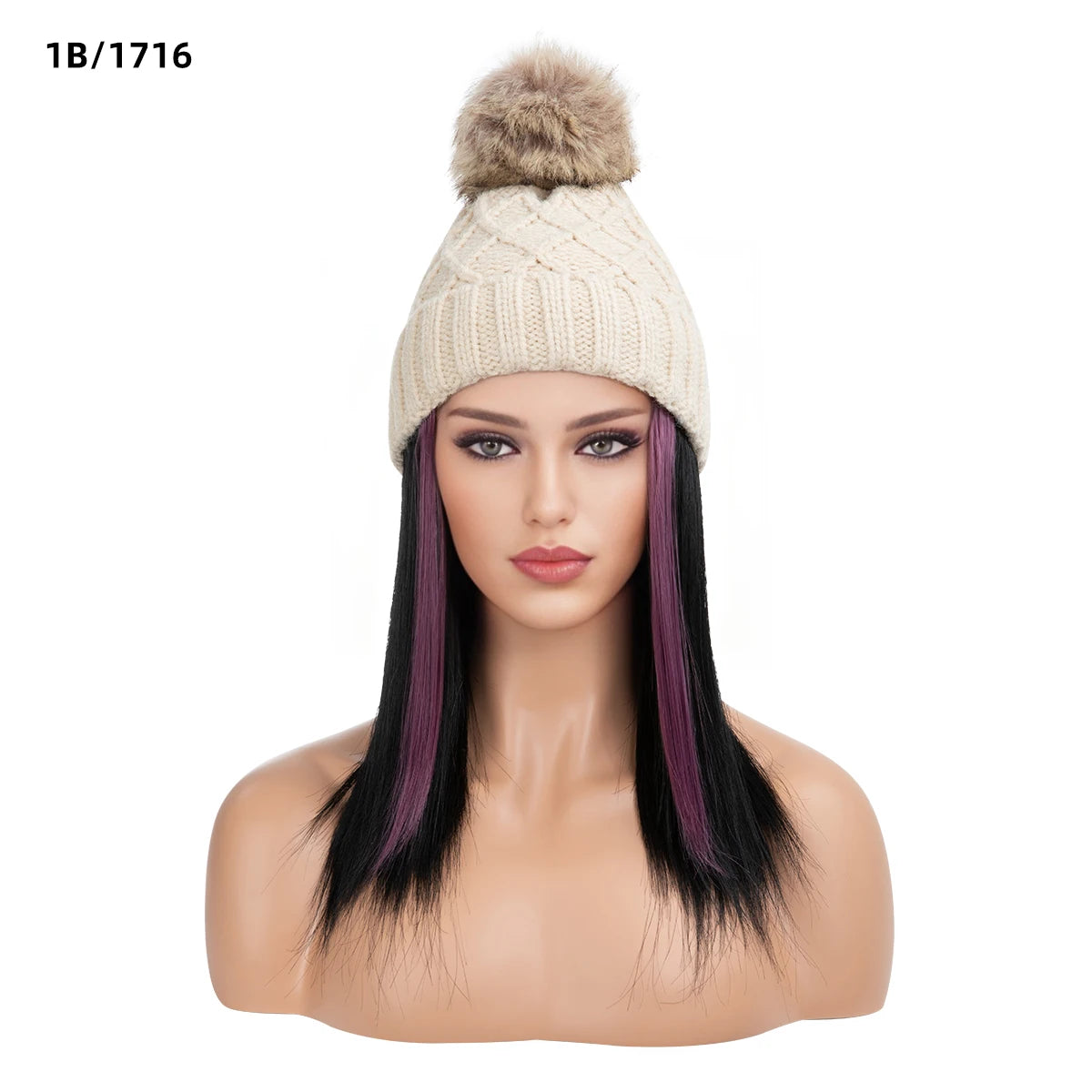 Wholesale Long Winter Hot Sale Beanie Hat Synthetic Fashion Hair 10 Inch Heat Resistant Silky Straight Wave 100% High