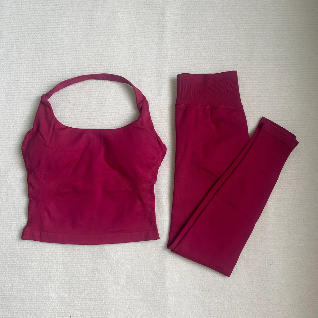 Women Sports Bra Gym Set Seamless Backless Yoga Set Shorts Gym Set Breathable 2 Piece Bra High Waist Leggings