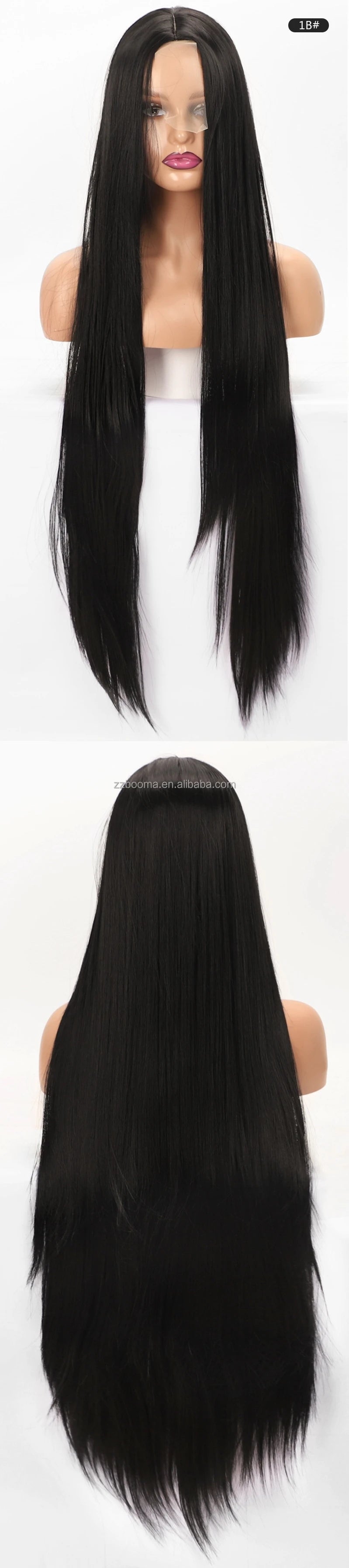 Wholesale Yaki Black Long Straight Wigs for Black Woman Synthetic Wig Heat Resistant Women Hair