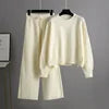 Autumn and Winter New Fashion Casual Knit Suit Pants Women's Version of Loose Sweater Wide Leg Trousers Long Pants Two-piece Set