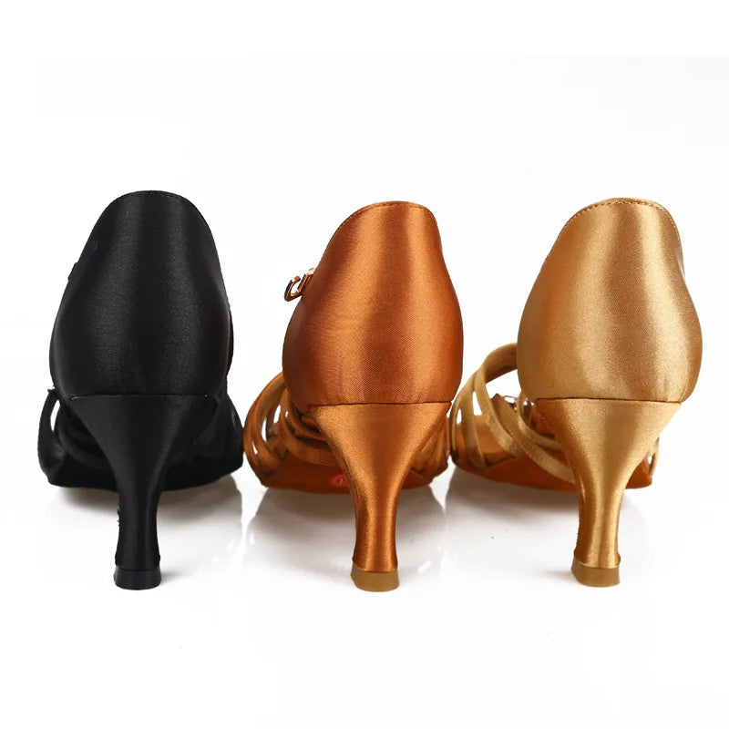 Latin Dance Shoes Women's Adult Dance Shoes Middle Heel Cha-cha High Heel Ballroom Dance Shoes