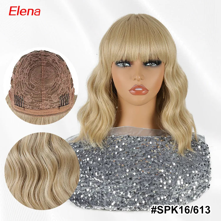 Julianna Hair Premium Heat Resistant Platinum Blonde High Quality Blonde Synthetic Wigs With Bangs