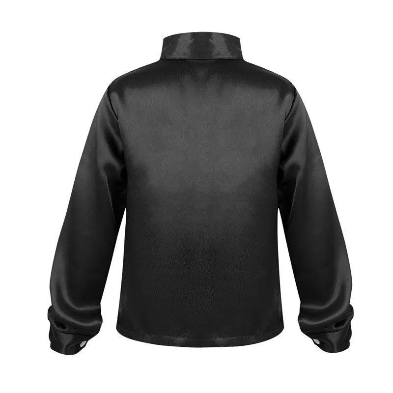 Kids Boys Shirts Shiny Sequined Long Sleeve Shirt Tops For Choir Jazz Street Dance Wear Child Dance Shirts Performance Costumes