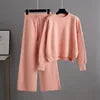 Autumn and Winter New Fashion Casual Knit Suit Pants Women's Version of Loose Sweater Wide Leg Trousers Long Pants Two-piece Set