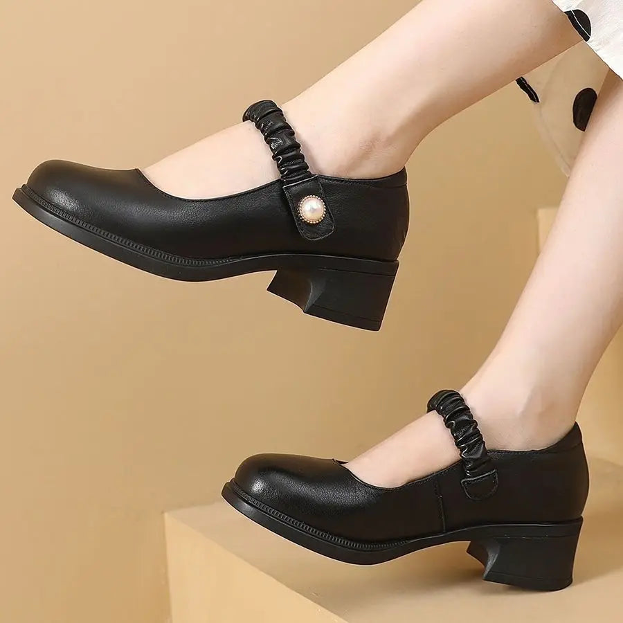 Women's Shoes 2025 Summer Casual Soft Mary Janes Shoes Women Elegant Low Heels Fashion Women Heels Shoes
