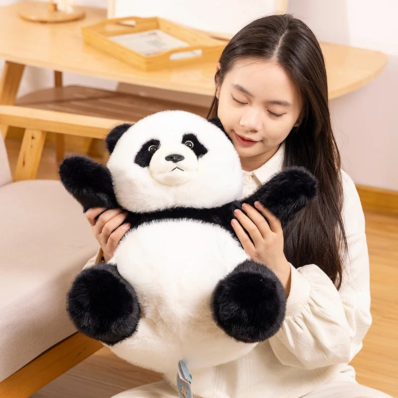 Lifelike Simulation Panda Plush Toy Soft Bear Doll Peluche Animal China Mascot PP Cotton Filled Stuffed Animals OPP Bag Custom