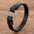 Trendy Genuine Leather Men's Jewelry Gold Color Metal Round Spring Clasp Simple Leather Rope Bracelet For Women Male Gifts