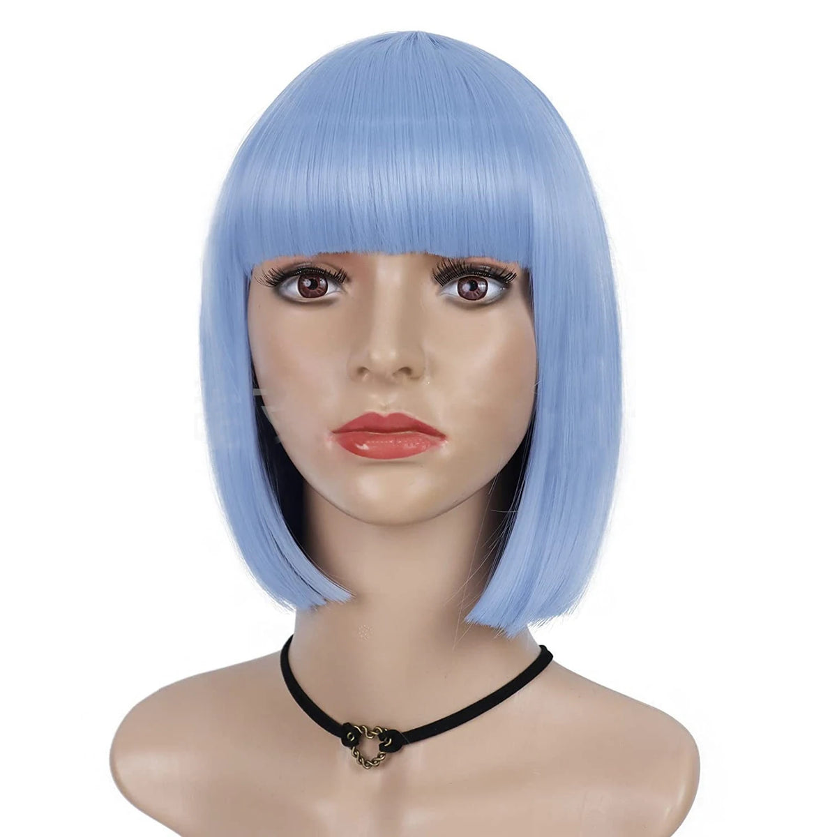 Short Black Straight Wig with Bangs Women Bob Shoulder Length Wigs Heat Resistant Fiber Synthetic Hair Wigs Natural Looking