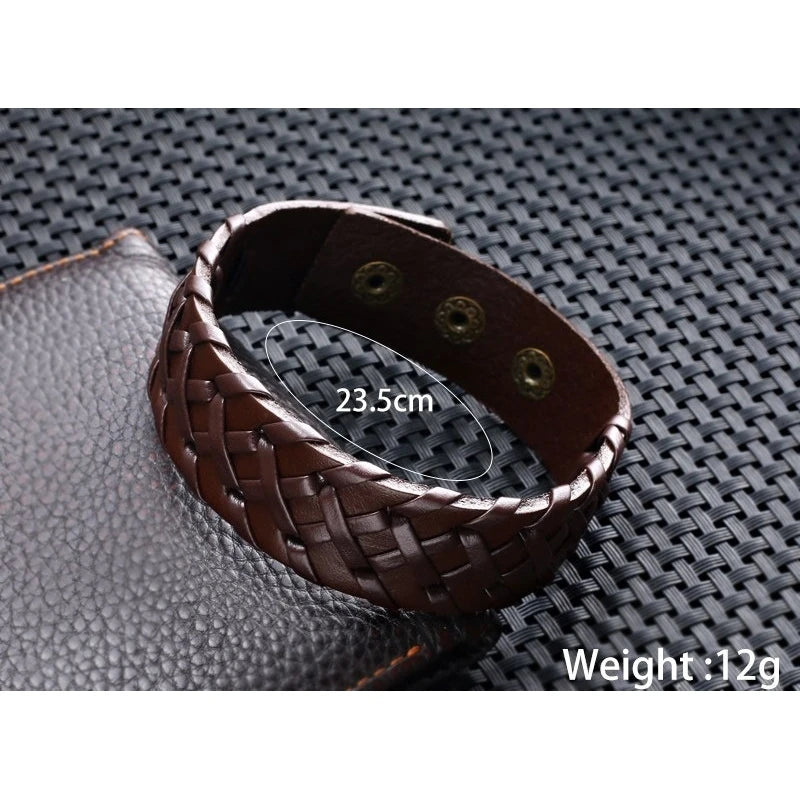2024 Personalized Jewelry Bracelets Bangles Cuff Bracelet Men Vintage Handmade Weave Smooth PU Leather Bracelet Pulsera Hombre