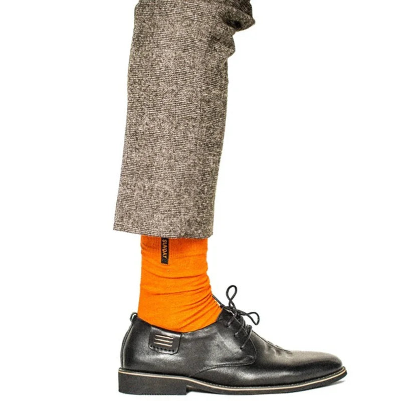 7 Pairs Fashion Mens Socks Combed Cotton Solid Color Business Socks For Man British Style Multi-colored Week Socks For Men Dress
