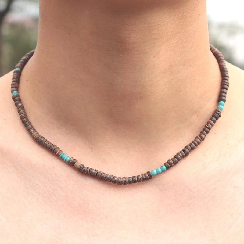 Men Necklace 100% Natural Wooden Collar Homme 18Inch Choker Colliers Hombre Yoga Meditation Jewelry Male Accessories Vintage