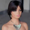 6 Inch Soft Natural Wave for Pixie Wig 100% Raw Indian Virgin Human Hair Easy Wear 6 Colors to Choose Full Machine-Made