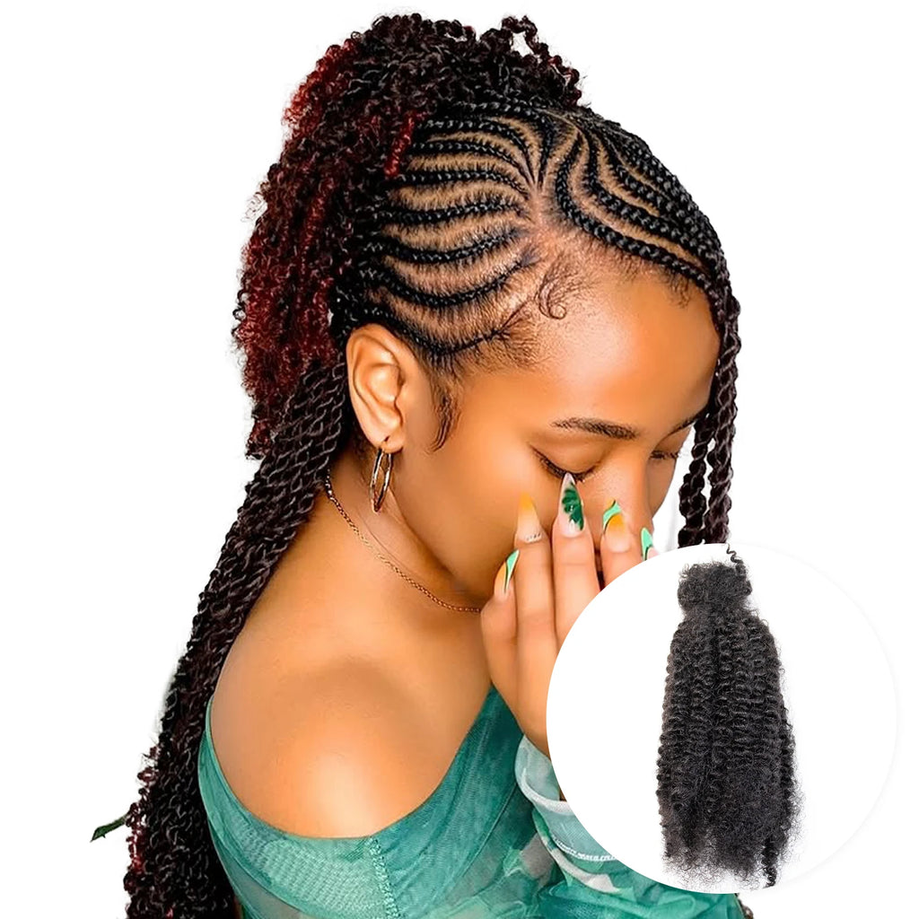 Jiffy Afro Kinky Human Hair Bulk for Braiding Micro Twist Hair Locs Extensions Natural Black Human Hair Cheveux Humains