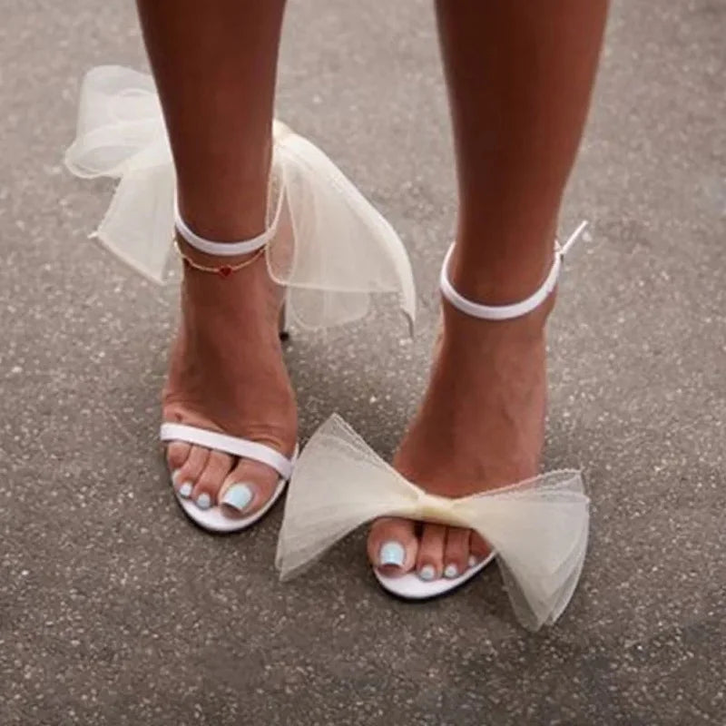 Brand New Designer 2025 Wedding Sandals Women Big Bow Knot Dress Party Fashion Sexy Ladies Shoes Pumps High Heels