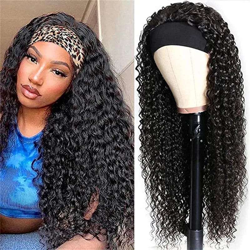Cross-border Turban Wig European American Women's African Fashion Explosive Black Small Roll Headband Wig High-temperature Silk