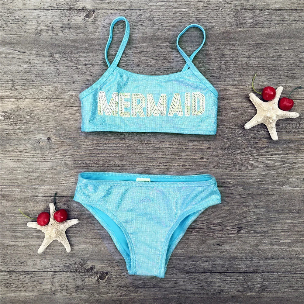 Kids 2 Pieces Swimwear Girls Sequined Hot Gold Bathing Sets Kid Swimming Suit Children Bikinis Baby Set New Biquini Infantil