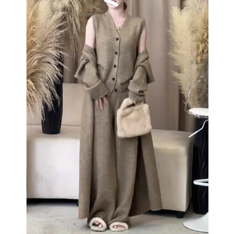 Boutique Wholesale 2026 Autumn New Fashion Design Sense Small Group High Grade Knitted Sweater Women's Set