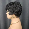 Pixie Cut Short Bob Wig for Black Women 100% Brazilian Human Hair  Made Wigs Glueless Natural Black Color Curly Human Hair