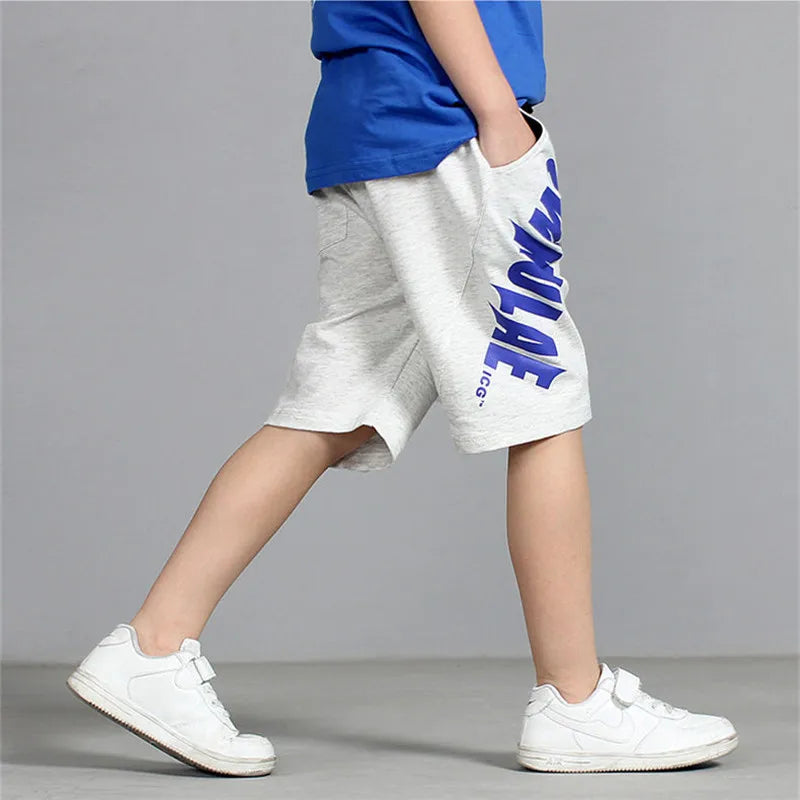 2026 New Summer Kids Boys Knitted Shorts Patchwork Striped Soft Cotton Sporty Shorts For Teenagers Big Boys 2-14 Years Wear