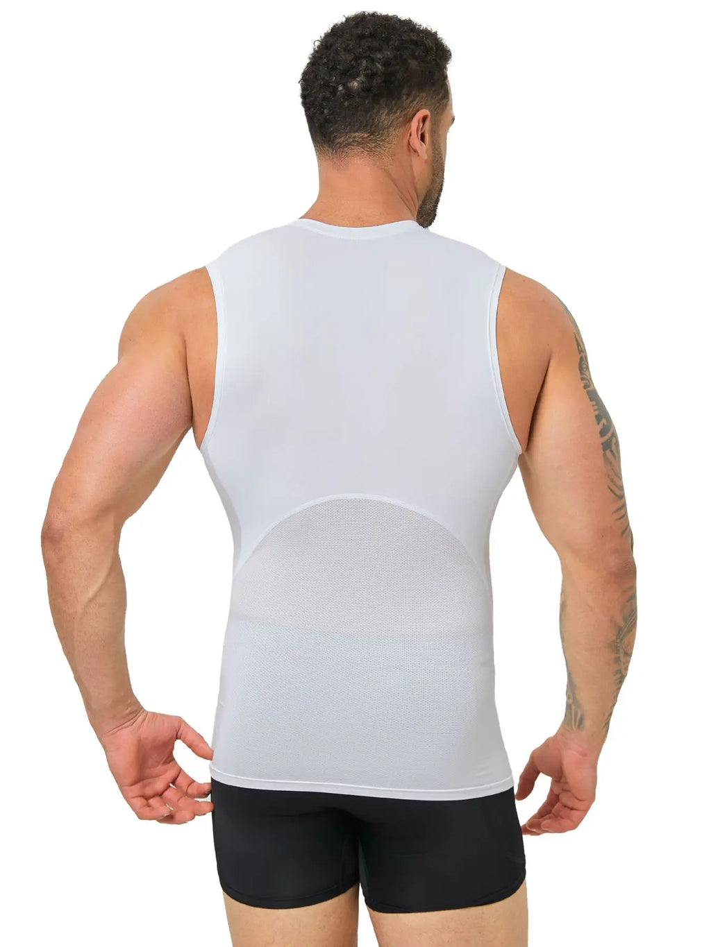 GYM Tank Top Sports Running Muscle Compression Shirt for Men Lightweight Four-Way Stretch Quick Dry Breathable Mesh Fabric Back