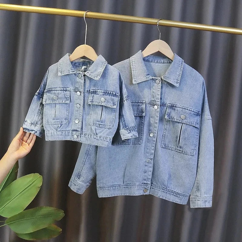 Kids Denim Jackets for Girls Baby New Flower Embroidery Coats Fashion Spring Autumn  Children Outwear Ripped Jeans Jackets 1-5Y