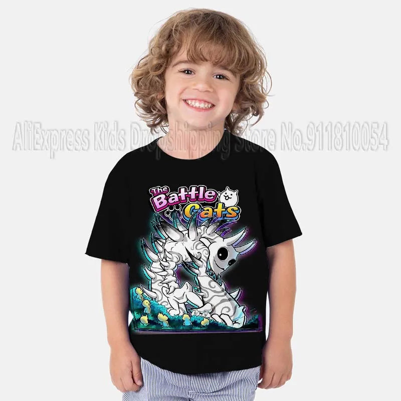 Kids The Battle Cats T Shirts Boys Girls Cartoon Game 3D Print Tshirts Summer Toddler Children Short Sleeve T-shirts Camiseta